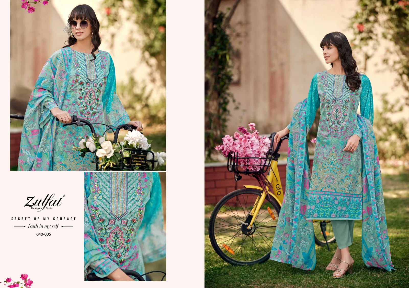 Gulzaar By Zulfat Pure Cotton Printed Embroidery Dress Material Online Wholesale